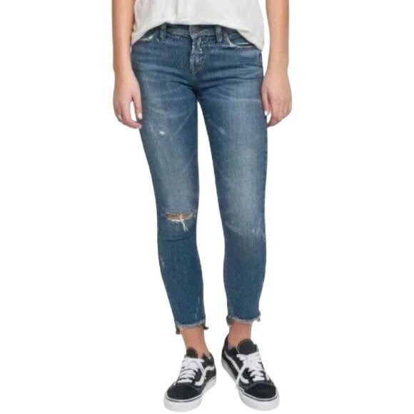 Silver Jeans Denim - Silver Jeans Calley Ankle Skinny Distressed Ripped 26 x 27